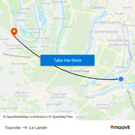 Tourville to Le Landin map