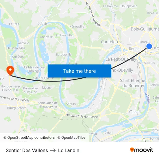 Sentier Des Vallons to Le Landin map