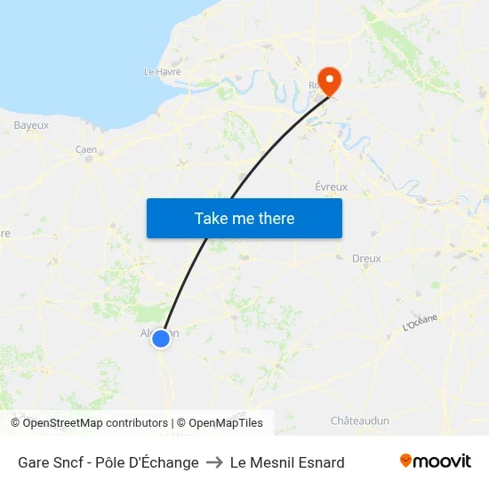 Gare Sncf - Pôle D'Échange to Le Mesnil Esnard map