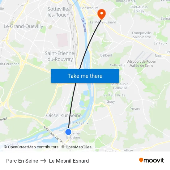 Parc En Seine to Le Mesnil Esnard map