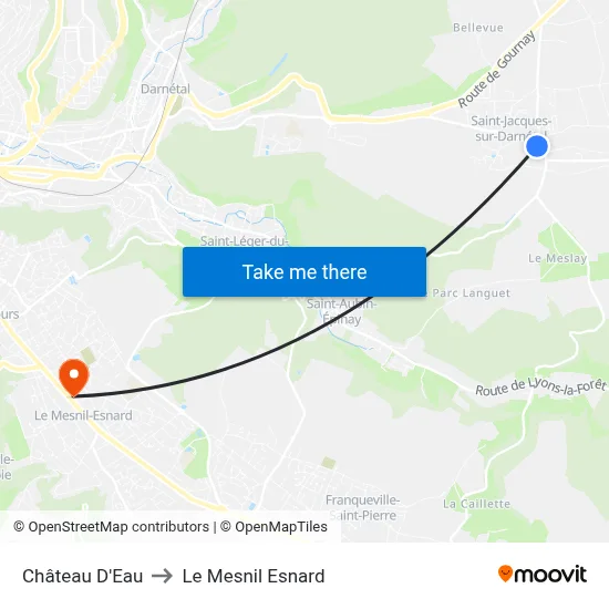 Château D'Eau to Le Mesnil Esnard map