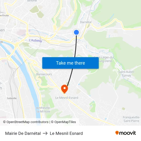Mairie De Darnétal to Le Mesnil Esnard map
