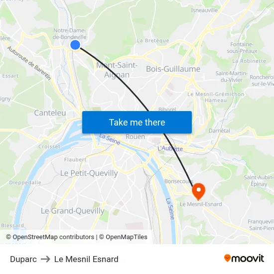 Duparc to Le Mesnil Esnard map