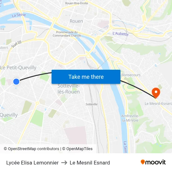 Lycée Elisa Lemonnier to Le Mesnil Esnard map