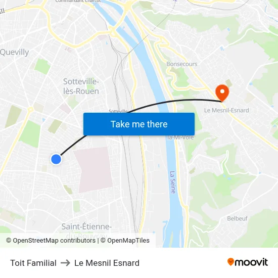 Toit Familial to Le Mesnil Esnard map