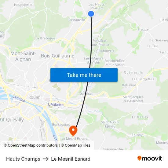 Hauts Champs to Le Mesnil Esnard map