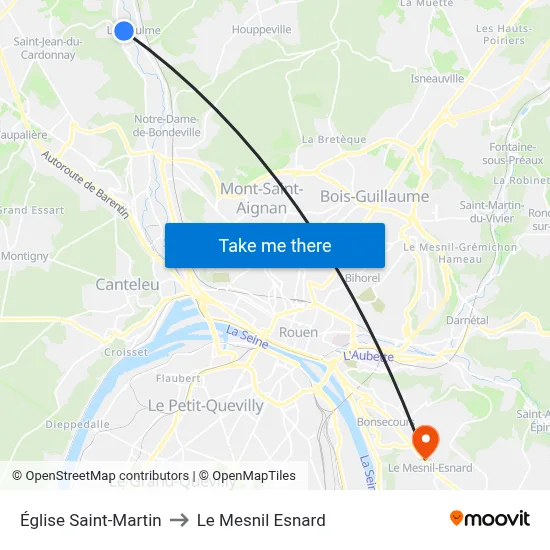 Église Saint-Martin to Le Mesnil Esnard map