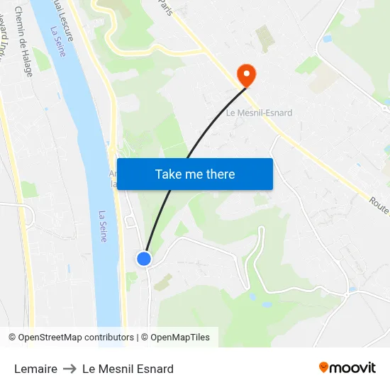 Lemaire to Le Mesnil Esnard map