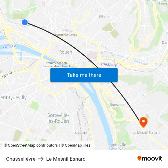 Chasselièvre to Le Mesnil Esnard map