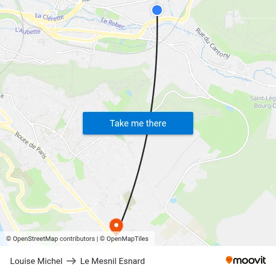 Louise Michel to Le Mesnil Esnard map