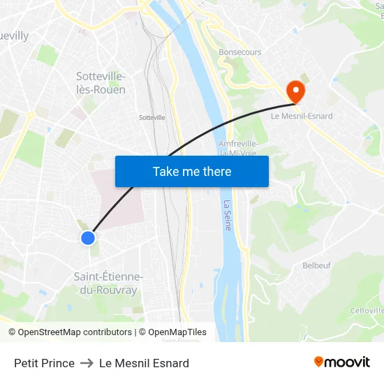 Petit Prince to Le Mesnil Esnard map