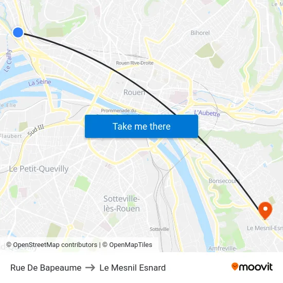 Rue De Bapeaume to Le Mesnil Esnard map