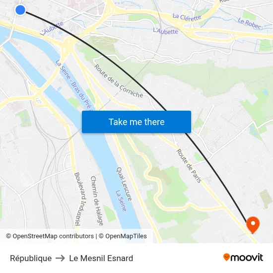 République to Le Mesnil Esnard map