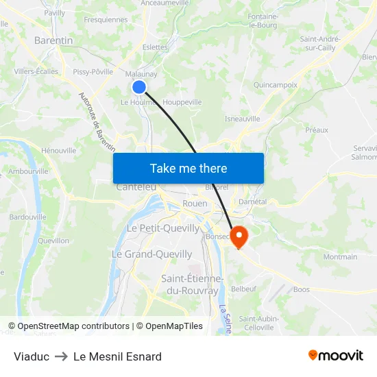 Viaduc to Le Mesnil Esnard map