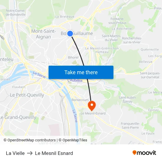 La Vielle to Le Mesnil Esnard map