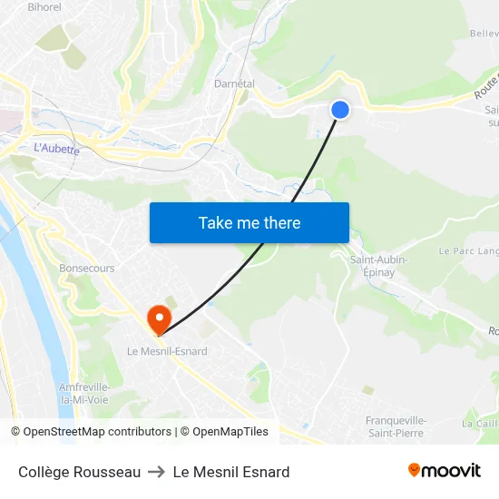 Collège Rousseau to Le Mesnil Esnard map