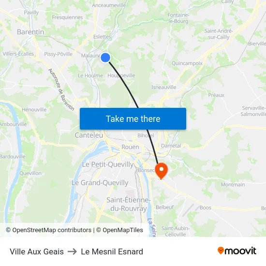 Ville Aux Geais to Le Mesnil Esnard map