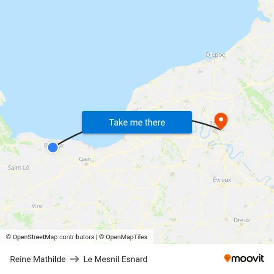 Reine Mathilde to Le Mesnil Esnard map
