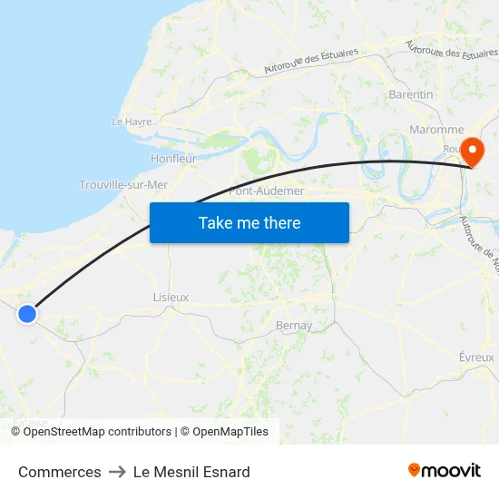 Commerces to Le Mesnil Esnard map
