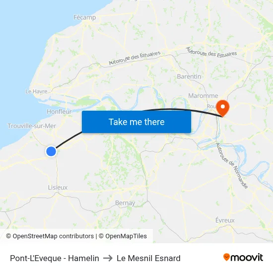 Pont-L'Eveque - Hamelin to Le Mesnil Esnard map