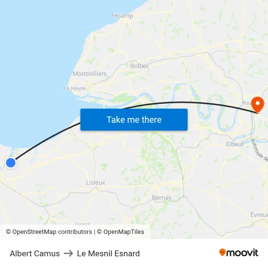 Albert Camus to Le Mesnil Esnard map