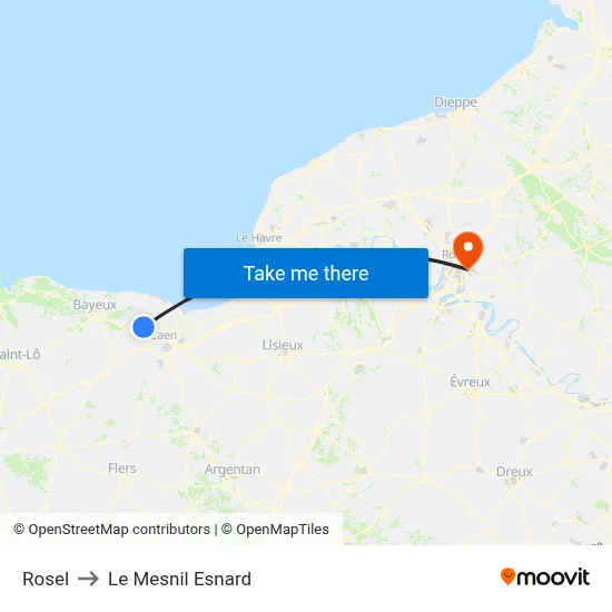 Rosel to Le Mesnil Esnard map