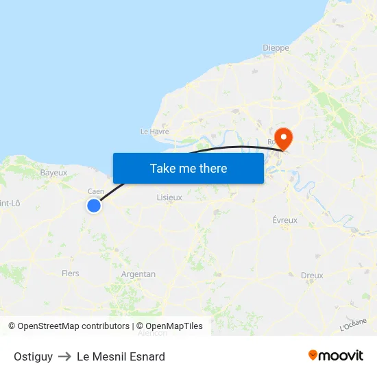 Ostiguy to Le Mesnil Esnard map