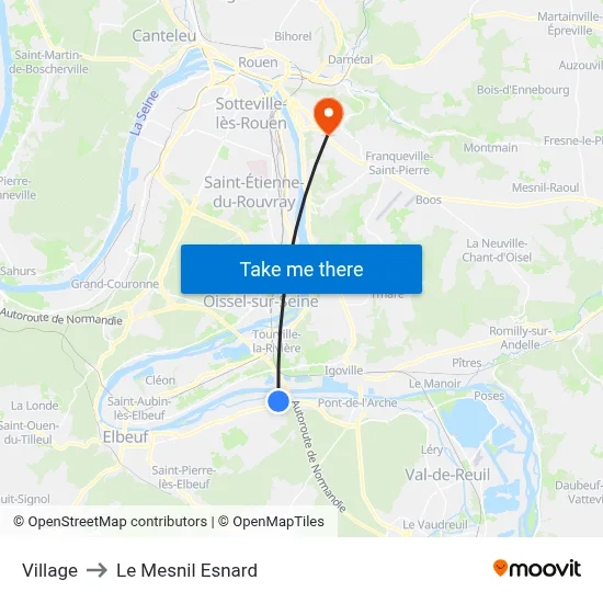 Village to Le Mesnil Esnard map