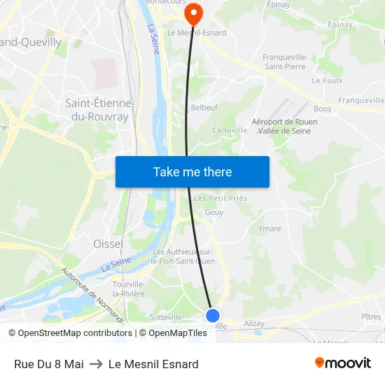 Rue Du 8 Mai to Le Mesnil Esnard map