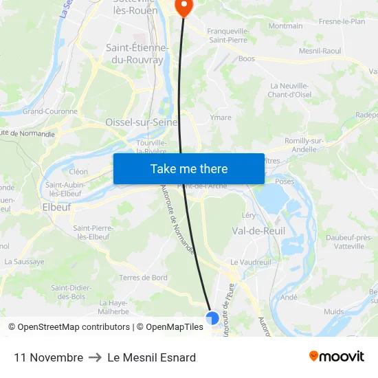 11 Novembre to Le Mesnil Esnard map