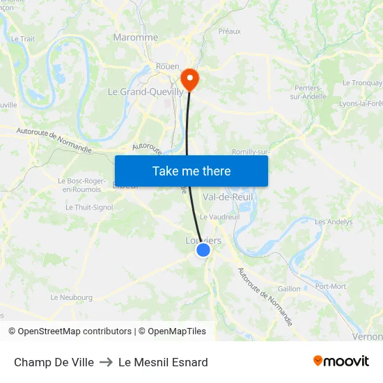 Champ De Ville to Le Mesnil Esnard map