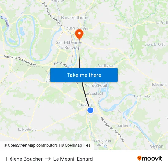 Hélene Boucher to Le Mesnil Esnard map