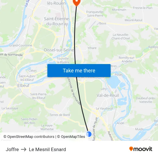 Joffre to Le Mesnil Esnard map