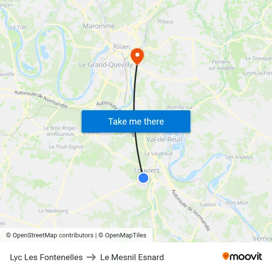 Lyc Les Fontenelles to Le Mesnil Esnard map