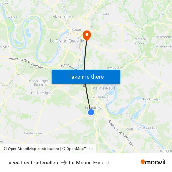 Lycée Les Fontenelles to Le Mesnil Esnard map