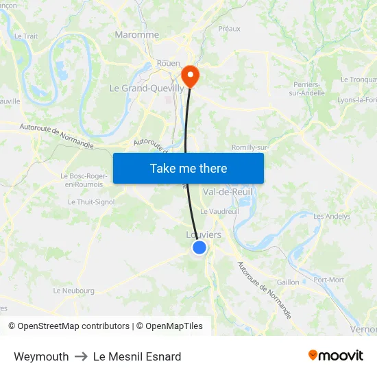 Weymouth to Le Mesnil Esnard map