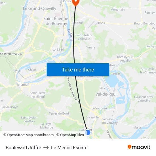 Boulevard Joffre to Le Mesnil Esnard map