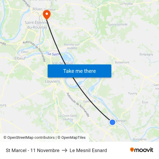 St Marcel - 11 Novembre to Le Mesnil Esnard map