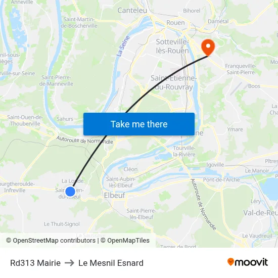 Rd313 Mairie to Le Mesnil Esnard map