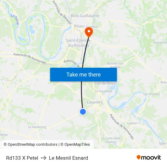Rd133 X Petel to Le Mesnil Esnard map