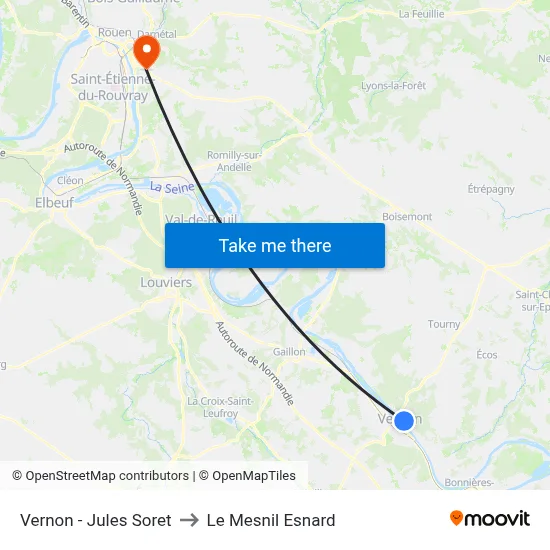 Vernon - Jules Soret to Le Mesnil Esnard map