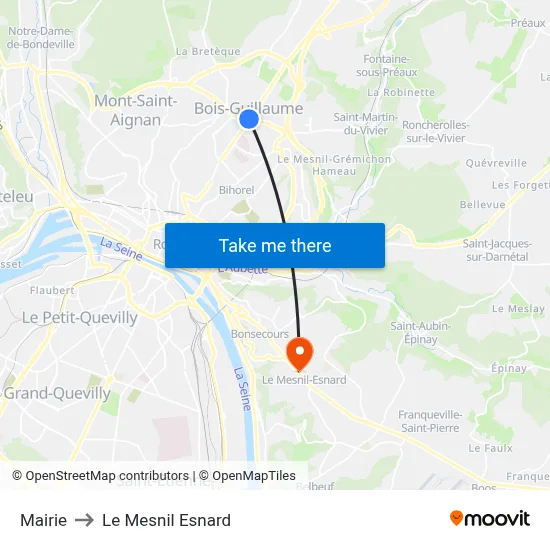 Mairie to Le Mesnil Esnard map