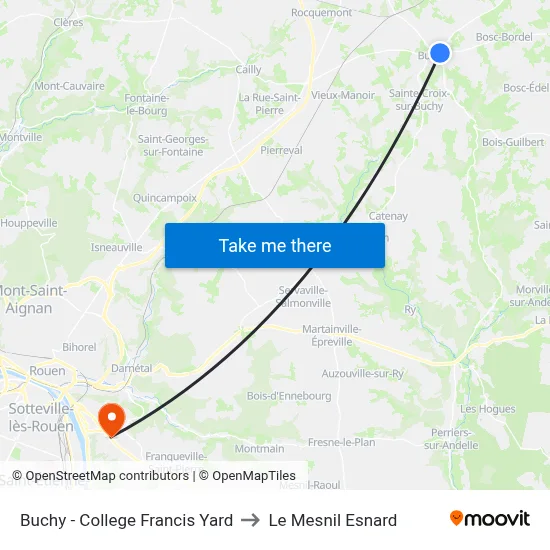 Buchy - College Francis Yard to Le Mesnil Esnard map