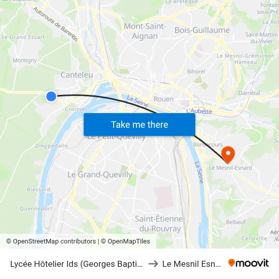 Lycée Hôtelier Ids (Georges Baptiste) to Le Mesnil Esnard map