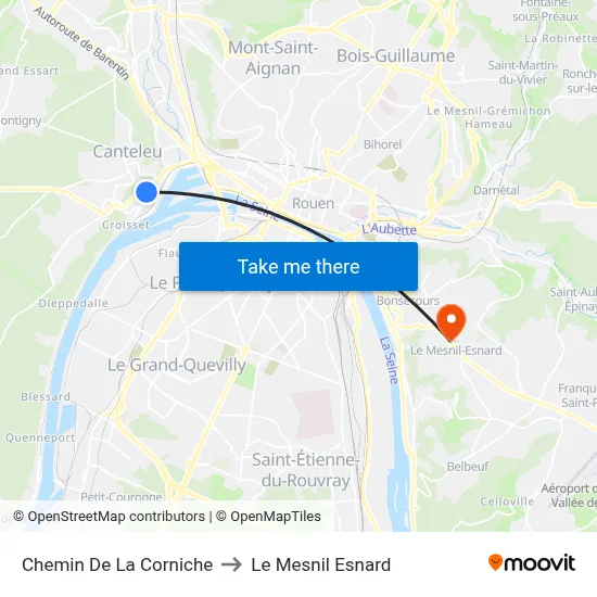 Chemin De La Corniche to Le Mesnil Esnard map
