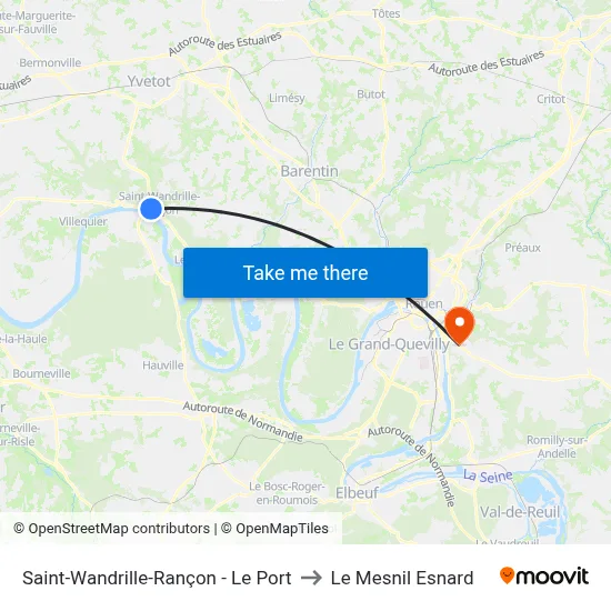 Saint-Wandrille-Rançon - Le Port to Le Mesnil Esnard map