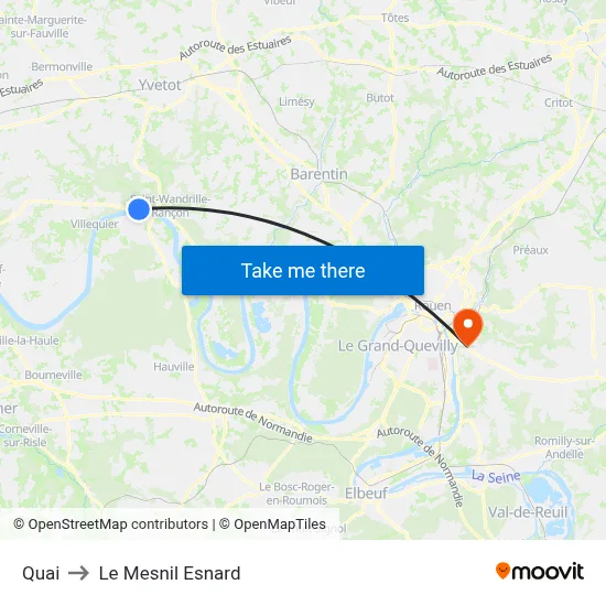 Quai to Le Mesnil Esnard map