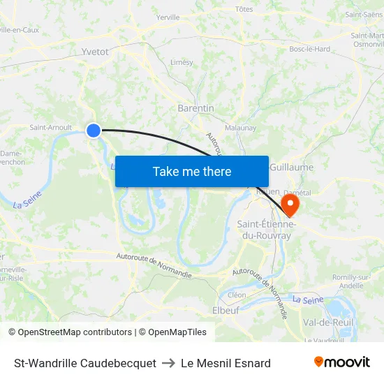 St-Wandrille Caudebecquet to Le Mesnil Esnard map