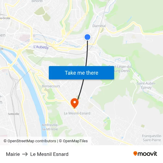 Mairie to Le Mesnil Esnard map