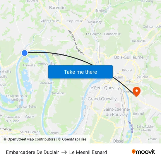 Embarcadere De Duclair to Le Mesnil Esnard map
